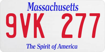 MA license plate 9VK277