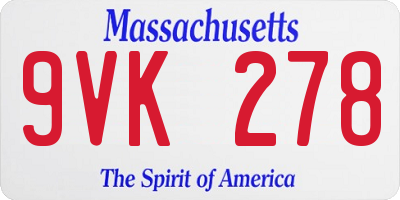 MA license plate 9VK278