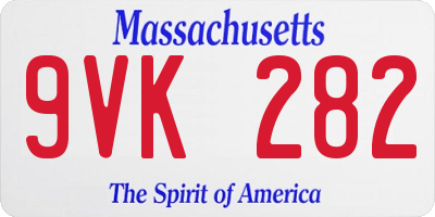 MA license plate 9VK282
