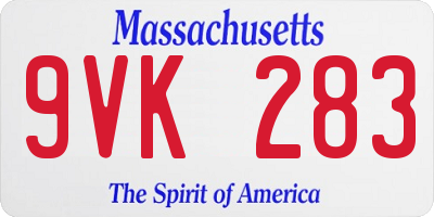 MA license plate 9VK283
