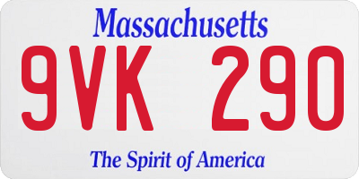 MA license plate 9VK290