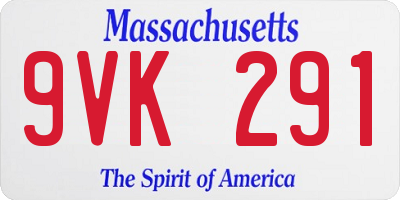 MA license plate 9VK291