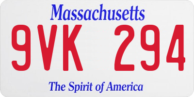 MA license plate 9VK294