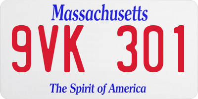 MA license plate 9VK301