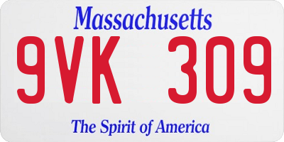 MA license plate 9VK309