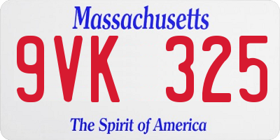MA license plate 9VK325