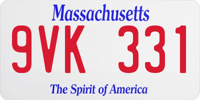MA license plate 9VK331