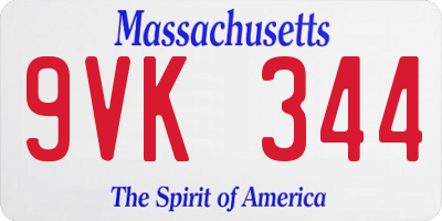 MA license plate 9VK344