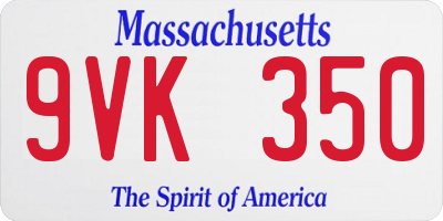 MA license plate 9VK350