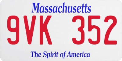 MA license plate 9VK352