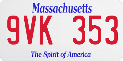 MA license plate 9VK353