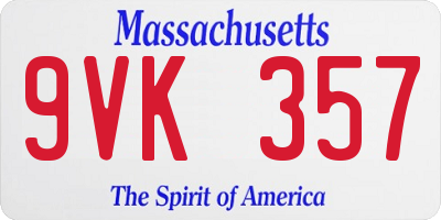 MA license plate 9VK357