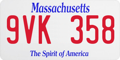 MA license plate 9VK358