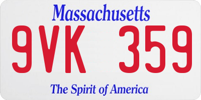 MA license plate 9VK359