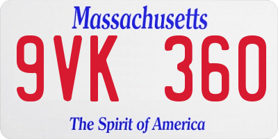 MA license plate 9VK360