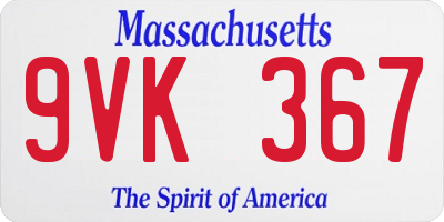 MA license plate 9VK367