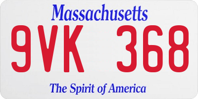 MA license plate 9VK368
