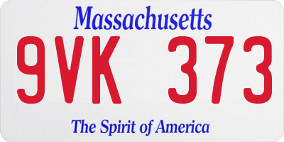 MA license plate 9VK373