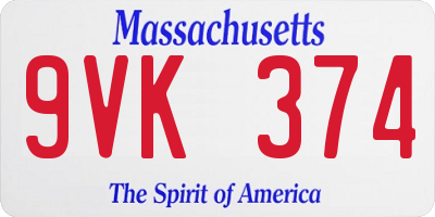 MA license plate 9VK374