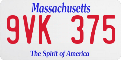 MA license plate 9VK375