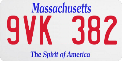 MA license plate 9VK382