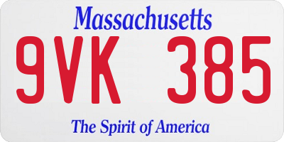 MA license plate 9VK385