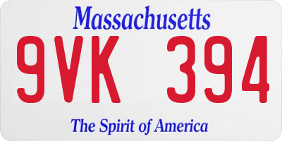 MA license plate 9VK394