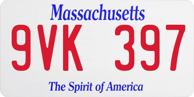 MA license plate 9VK397