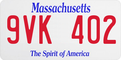 MA license plate 9VK402