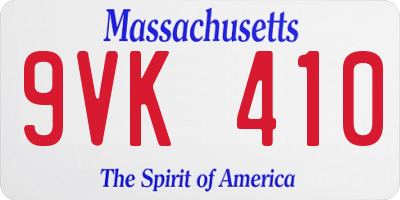 MA license plate 9VK410