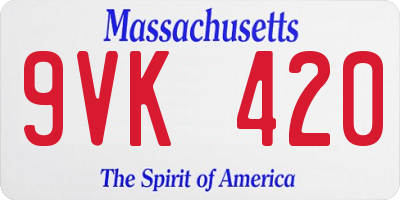 MA license plate 9VK420