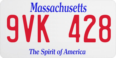 MA license plate 9VK428