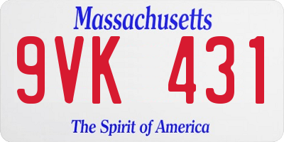 MA license plate 9VK431