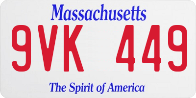 MA license plate 9VK449