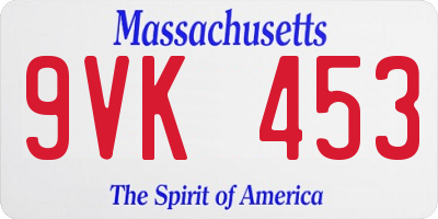 MA license plate 9VK453