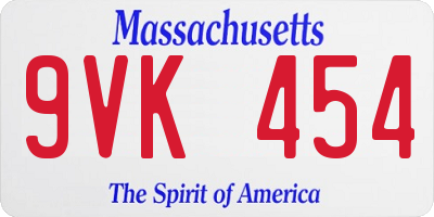 MA license plate 9VK454