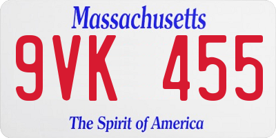 MA license plate 9VK455