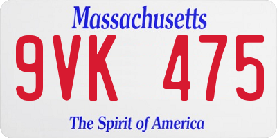 MA license plate 9VK475