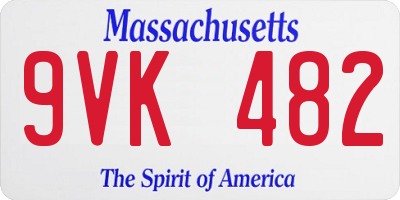 MA license plate 9VK482