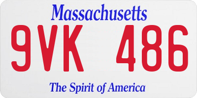 MA license plate 9VK486