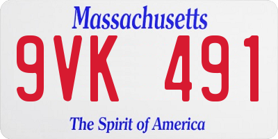 MA license plate 9VK491