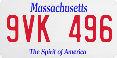 MA license plate 9VK496