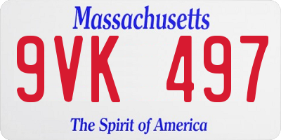 MA license plate 9VK497