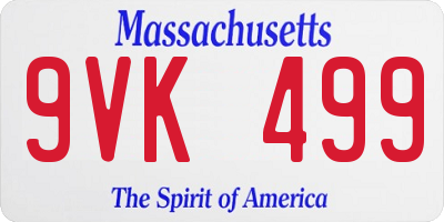 MA license plate 9VK499