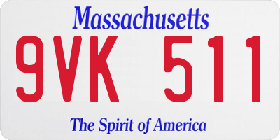 MA license plate 9VK511