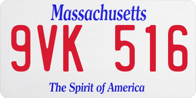MA license plate 9VK516