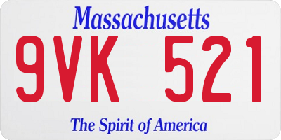 MA license plate 9VK521