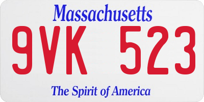 MA license plate 9VK523