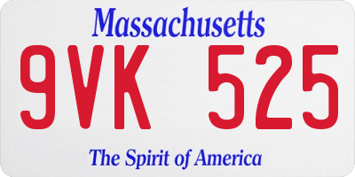 MA license plate 9VK525