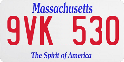 MA license plate 9VK530